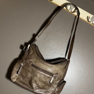 Stone Mountain Dark Taupe Brown Leather Shoulder Bag